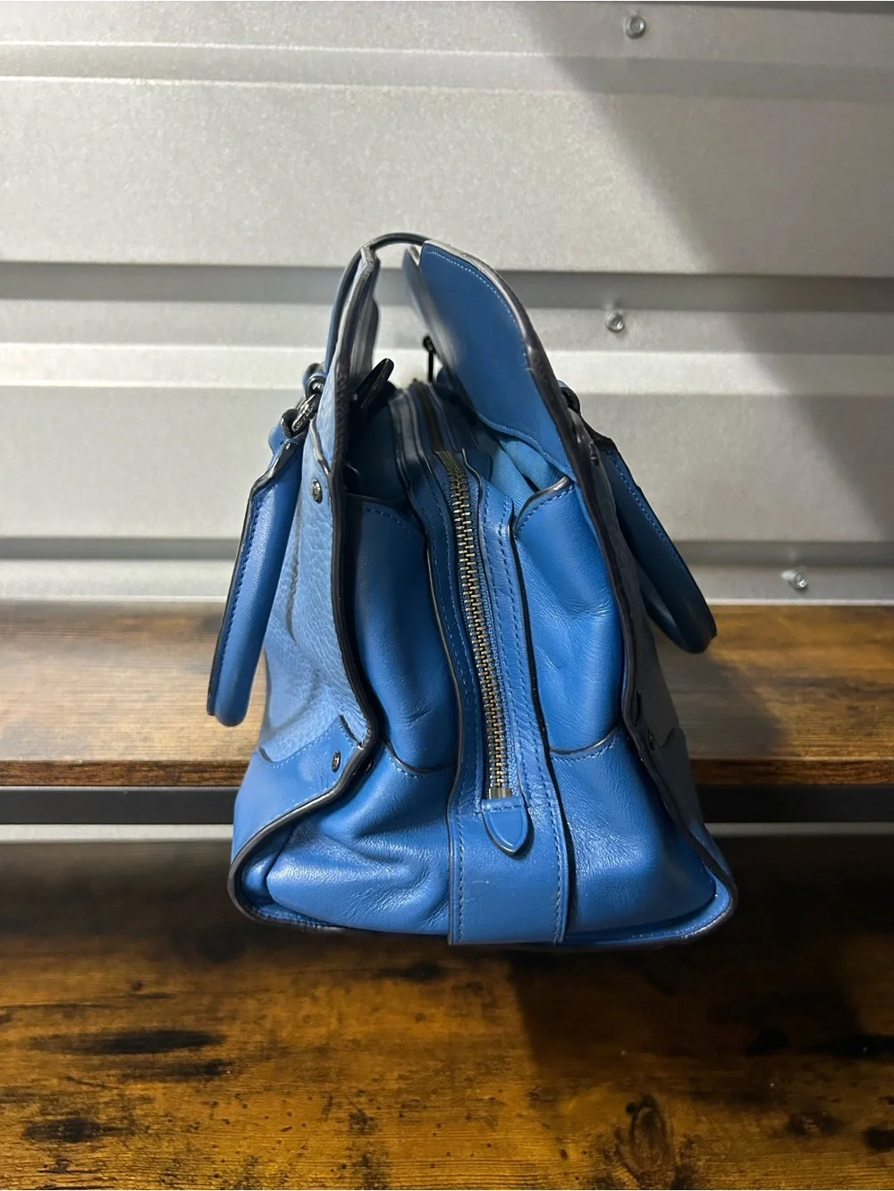 COACH MERCER Satchel/Handbag Purse Bag BLUE LEATHER - strap missing!